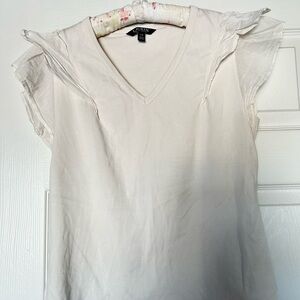 Lauren Ralph Lauren Cream Ruffle Sleeve Blouse